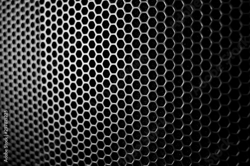 Wallpaper Mural Satin and black metal grid macro protecting an amplifier as a wallpaper Torontodigital.ca