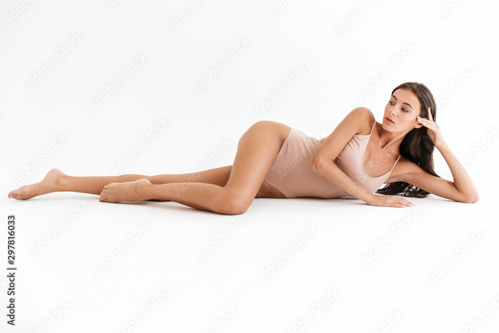Fototapeta premium Portrait of a beautiful sensual young brunette woman
