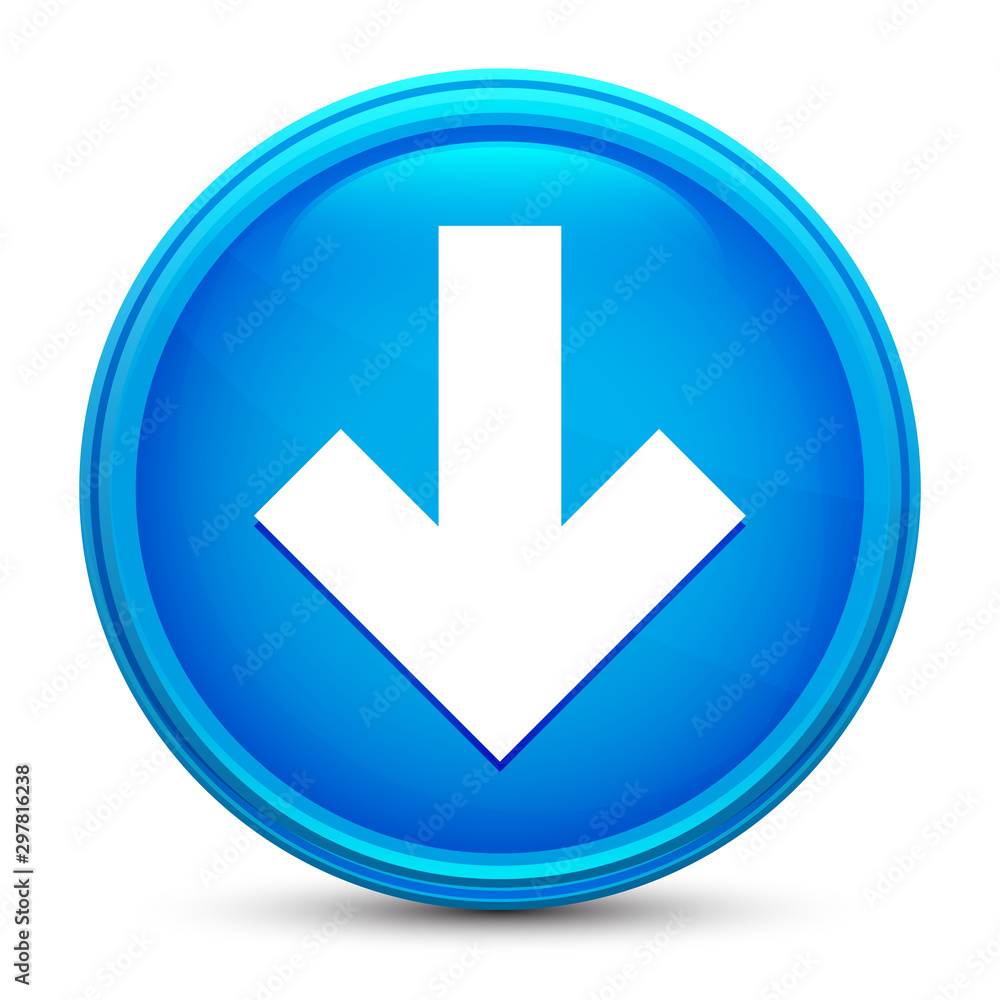 Download icon glass shiny blue round button isolated design vector illustration Download icon glass shiny blue round button isolated design vector illustration