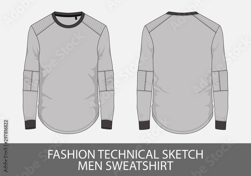 Fashion technical sketch men sweatshirt