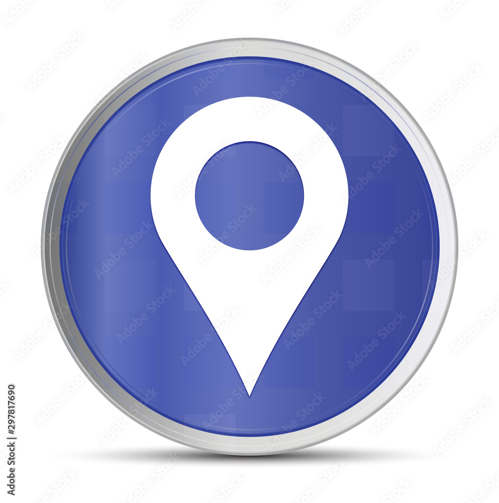 Location pin icon prime blue round button vector illustration design silver frame push button Location pin icon prime blue round button vector illustration design silver frame push button