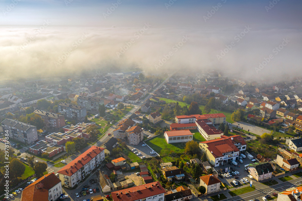 Bjelovar over clouds from above 