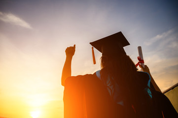 Graduates wear a black hat to stand for congratulations on graduation