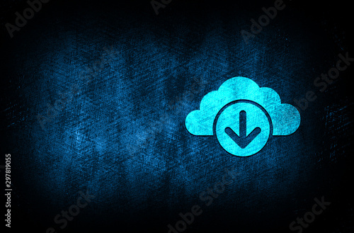 Fényképezés Cloud download icon abstract blue background illustration digital texture design