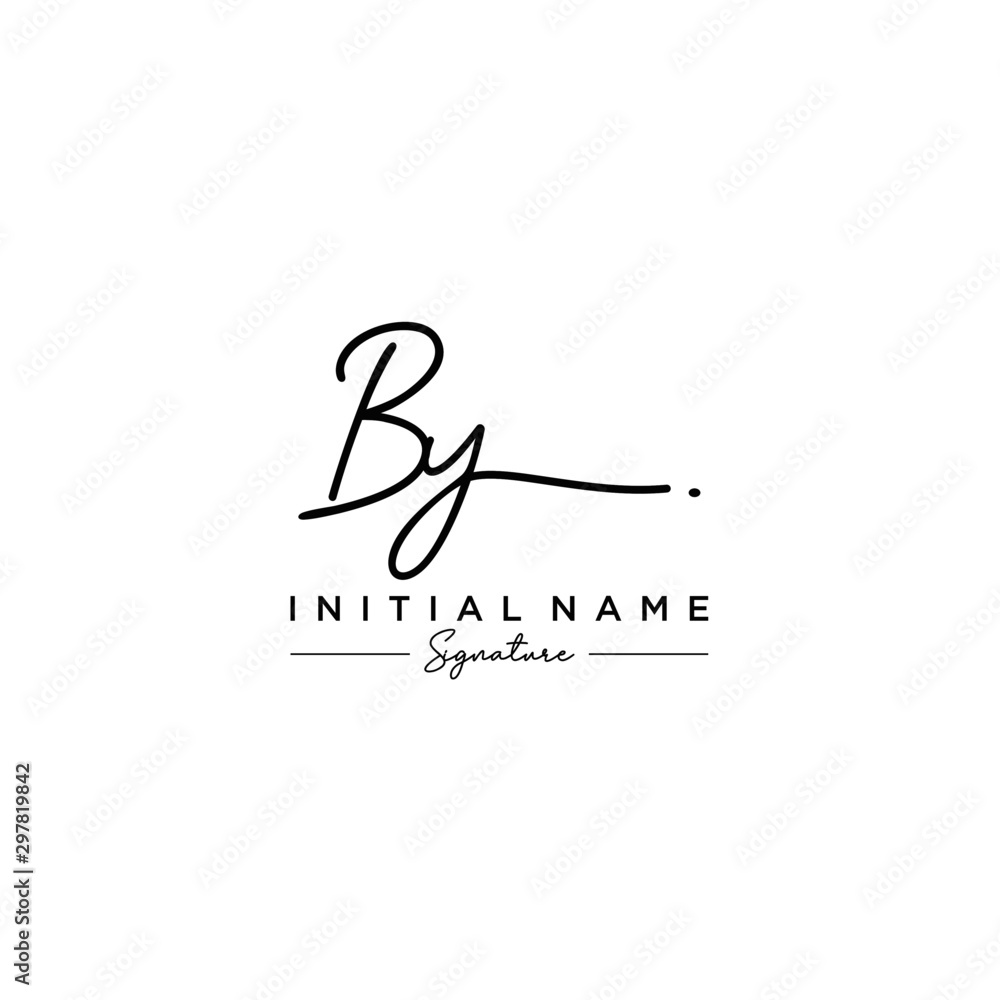 Letter BY Signature Logo Template Vector