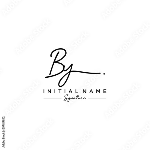 Letter BY Signature Logo Template Vector