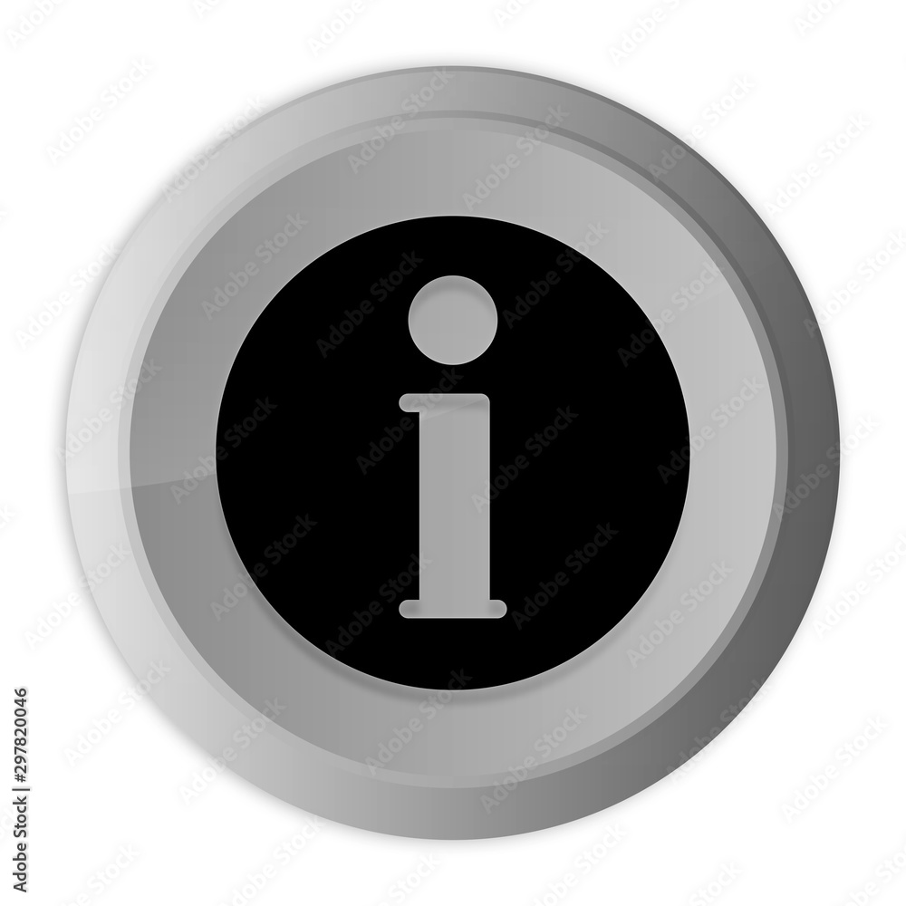 Info icon metal silver round button metallic design circle isolated on white background black and white concept illustration Info icon metal silver round button metallic design circle isolated on white background black and white concept illustration