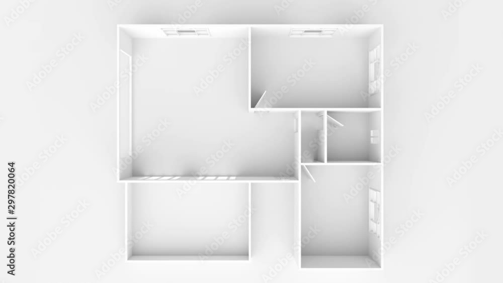 3d interior illustration rendering of white empty home apartment