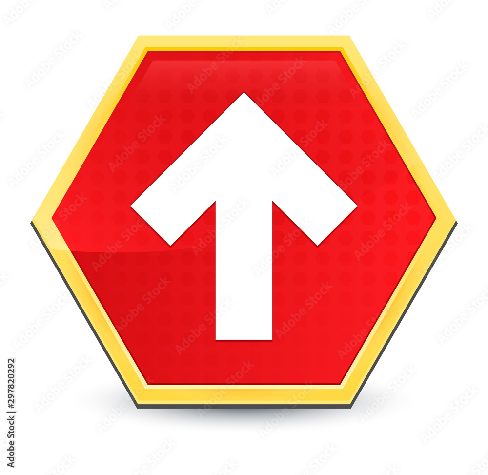 Upload icon abstract red hexagon button bright yellow frame elegant design Upload icon abstract red hexagon button bright yellow frame elegant design