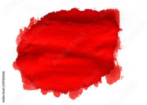 Abstract red watercolor on white background.The color splashing in the paper.It is a hand drawn.