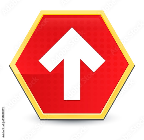 Free Download Upload icon abstract red hexagon button bright yellow frame elegant design - GFXLoad