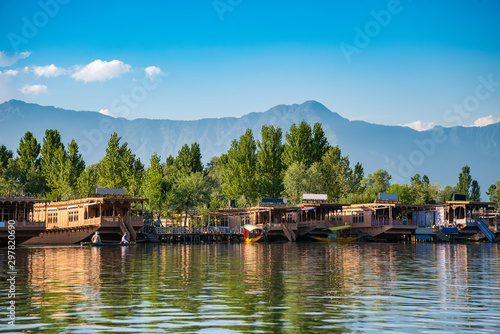 House boats on the dal lake in Srinagar (Kashmir, India) photo