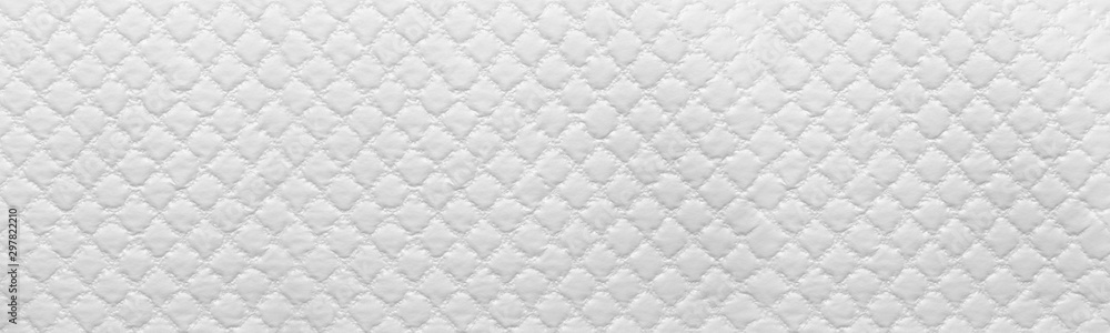 wide white texture of sofa background. White Leather Texture - obrazy, fototapety, plakaty 