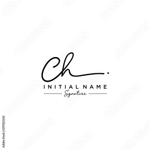 Letter CH Signature Logo Template Vector