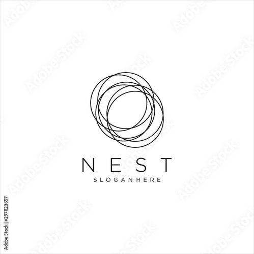 Modern Simple Vector Bird Nest Logo Design Template. nest Logo Vintage Hipster Vector Stock