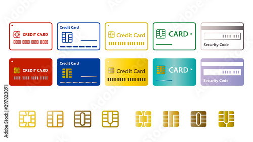 カード、クレカ、クレジットカードアイコンセットカラー