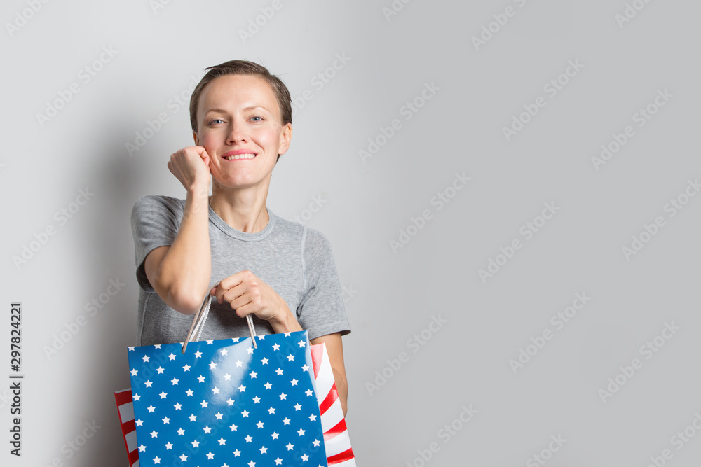 Beautiful shopping woman with shopping bags isolated over white background, copy space Beautiful shopping woman with shopping bags isolated over white background, copy space