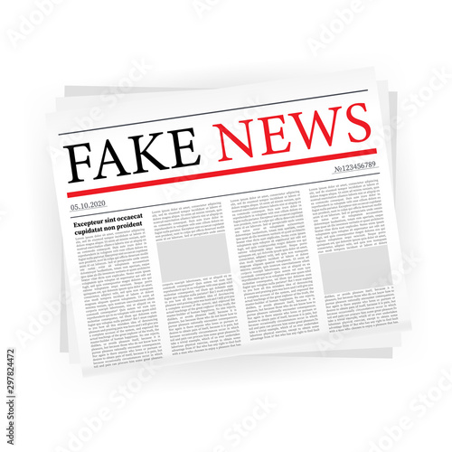 Fake news realistic newspaper on white backgraund. vector illustration.