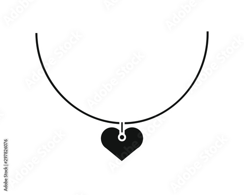 simple vector icon with pendant shape with heart shaped jewel