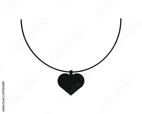 simple vector icon with pendant shape with heart shaped jewel