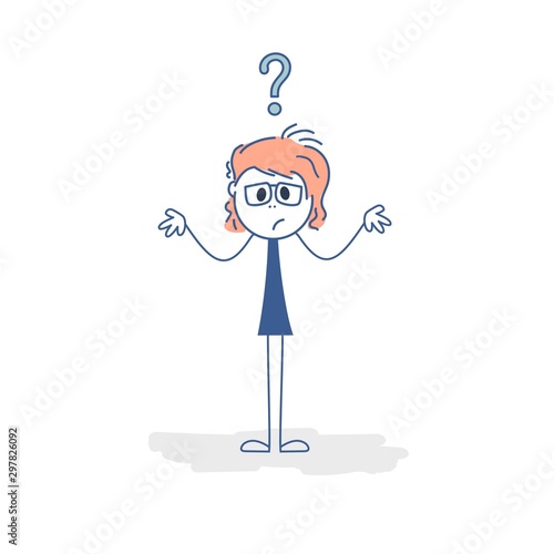 Stick woman with question mark. Concept image for several business ideas