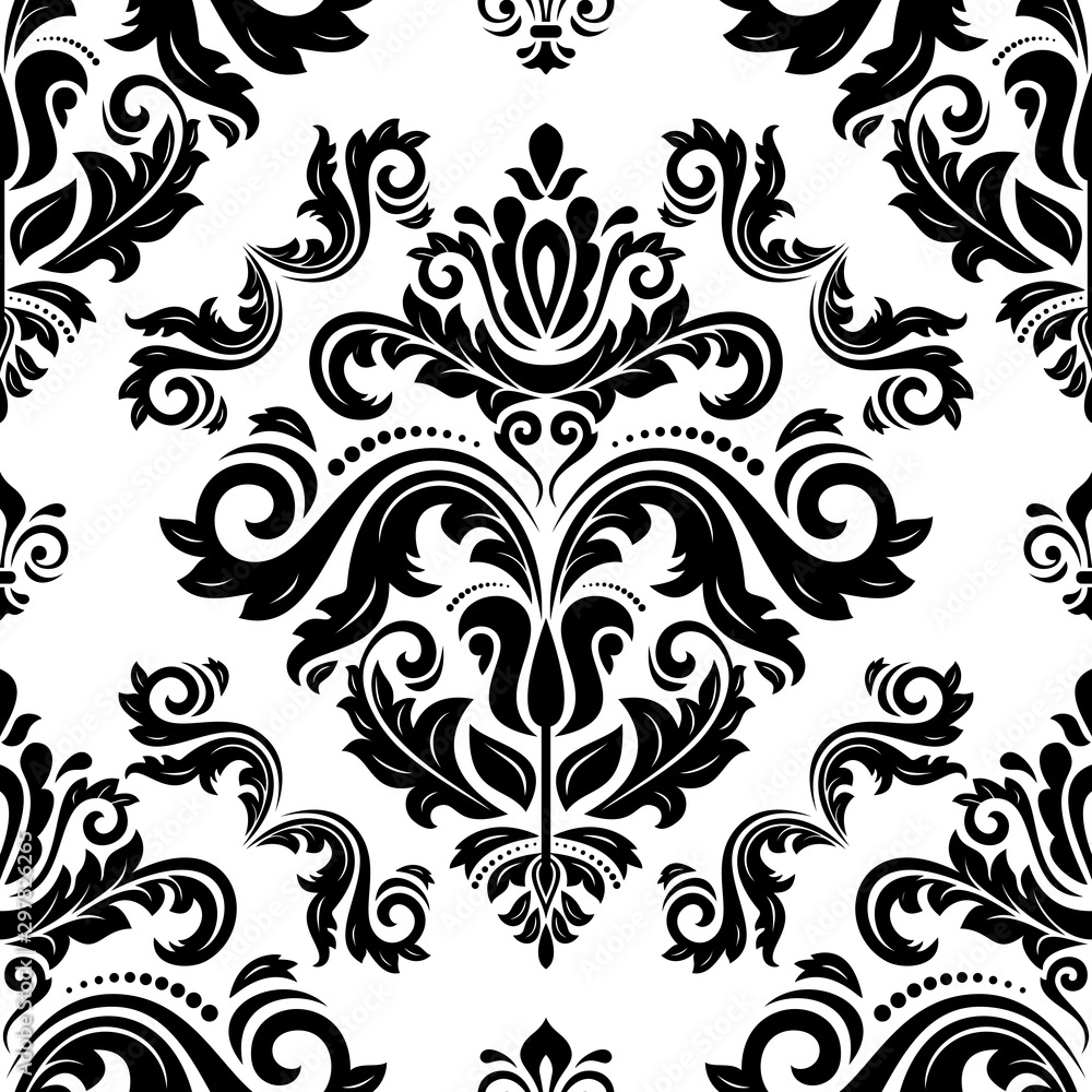 Orient vector classic pattern. Seamless abstract background with vintage elements. Orient black and white background. Ornament for wallpaper and packaging