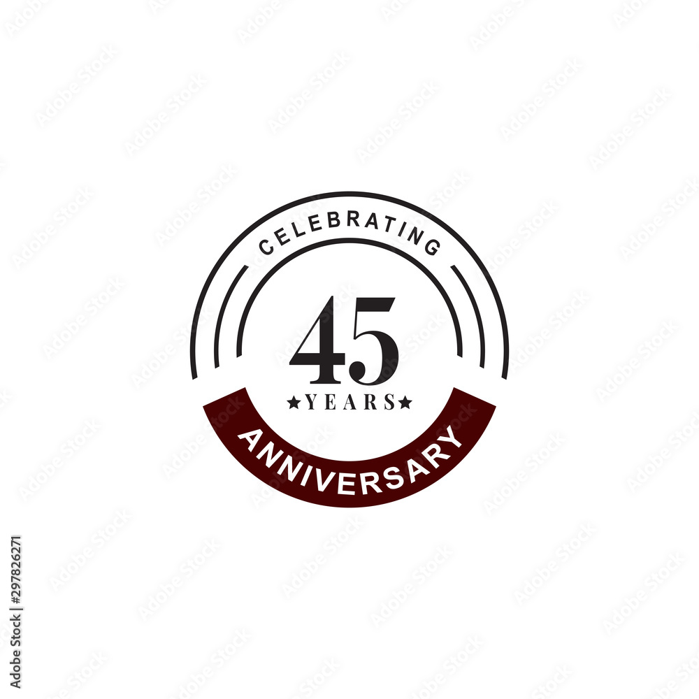 45th year celebrating anniversary emblem logo design template