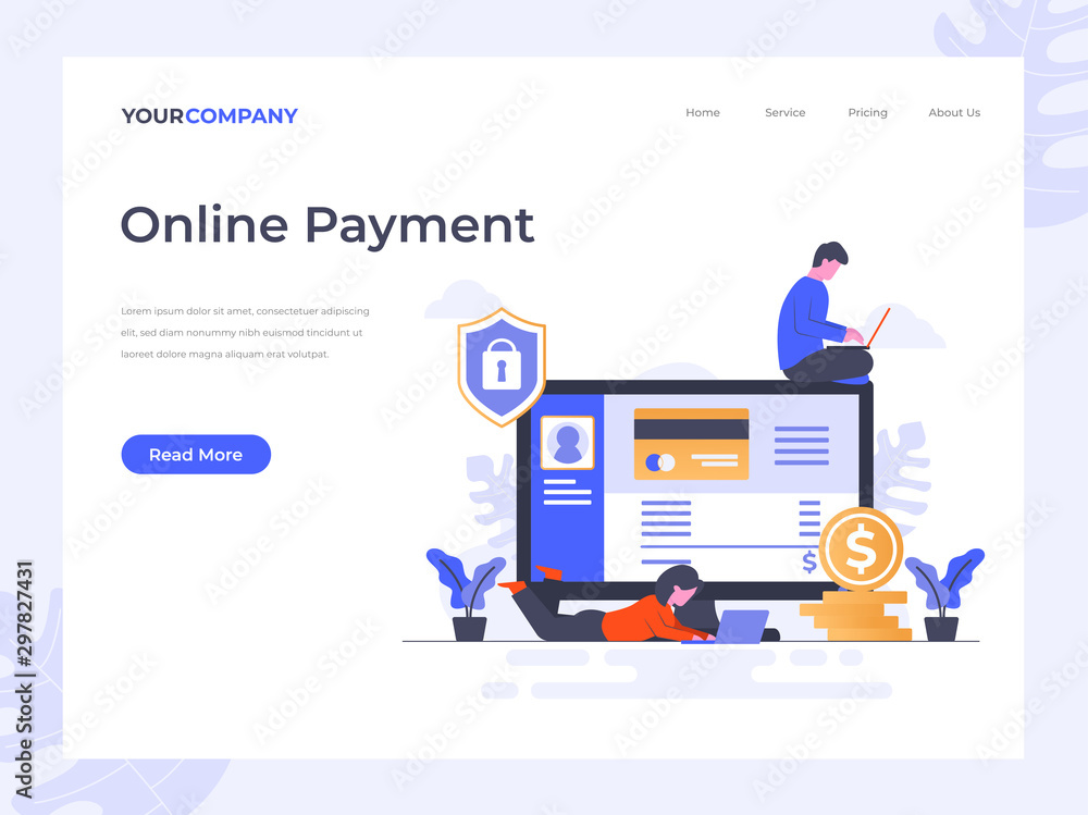 Online payment flat vector illustration concept, can be used for landing page, ui, web, app intro card, editorial, flyer, and banner. Online payment flat vector illustration concept, can be used for landing page, ui, web, app intro card, editorial, flyer, and banner.