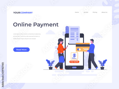 Online payment flat vector illustration concept, can be used for landing page, ui, web, app intro card, editorial, flyer, and banner.