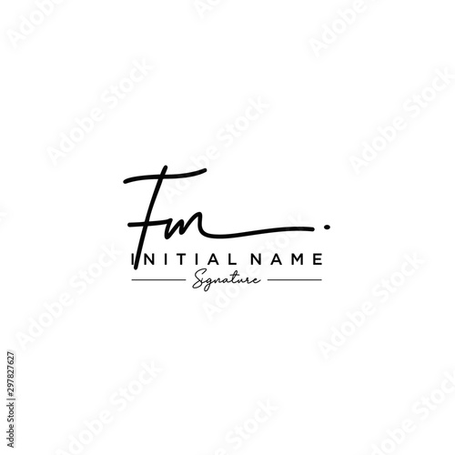 Letter FM Signature Logo Template Vector