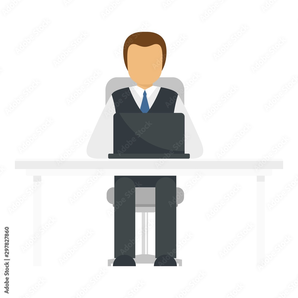 Office man working icon. Flat illustration of office man working vector icon for web design