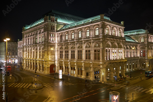 Vienna State Opera against sky at night