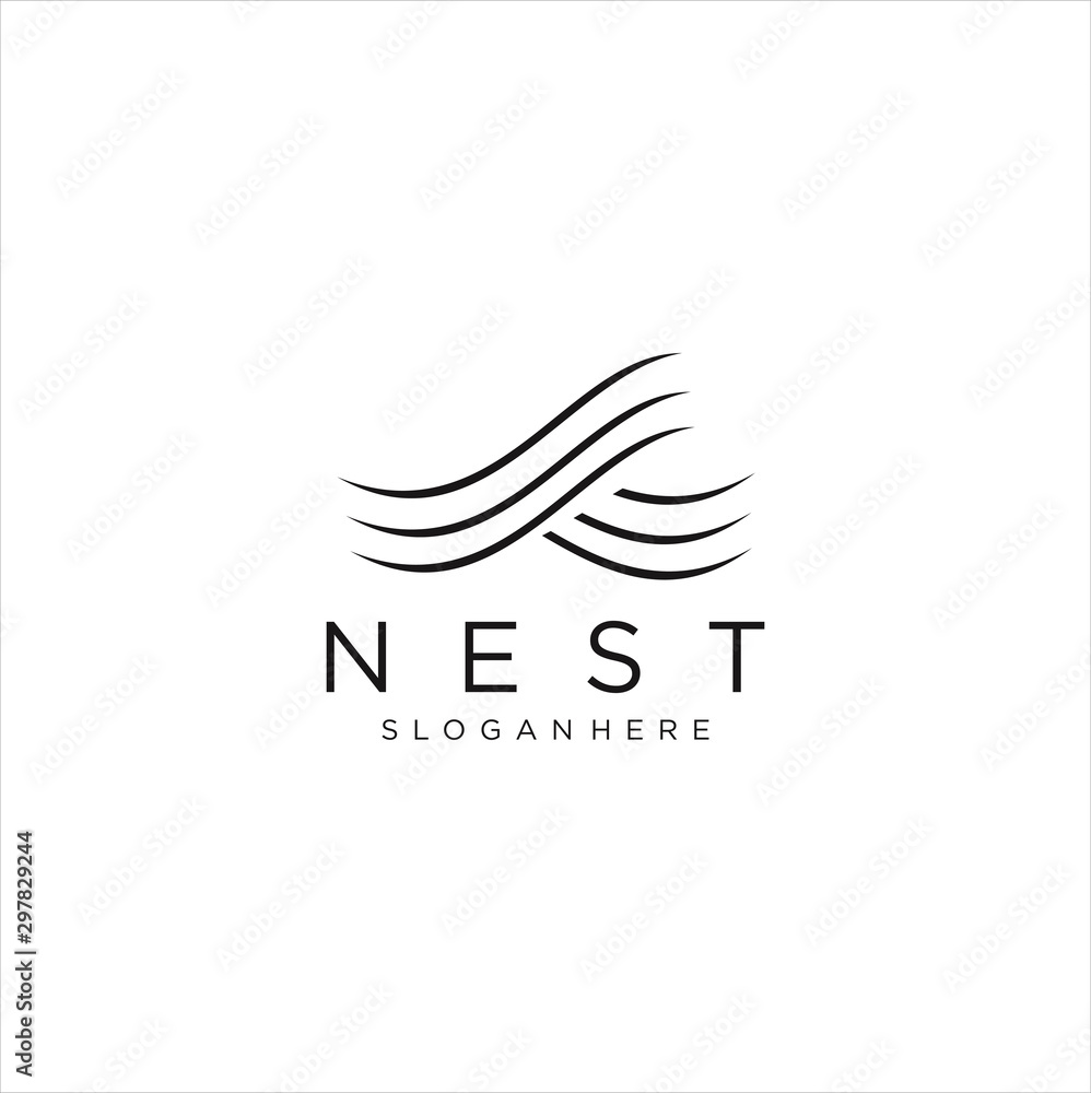 Modern Simple Vector Bird Nest Logo Design Template. nest Logo Vector Stock