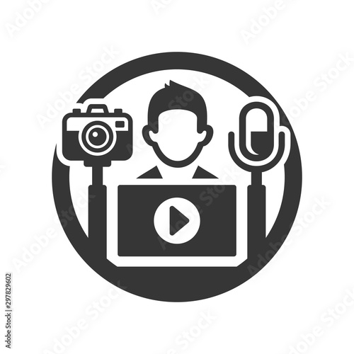 Video Blogger Icon for Logo on White Background. Vector