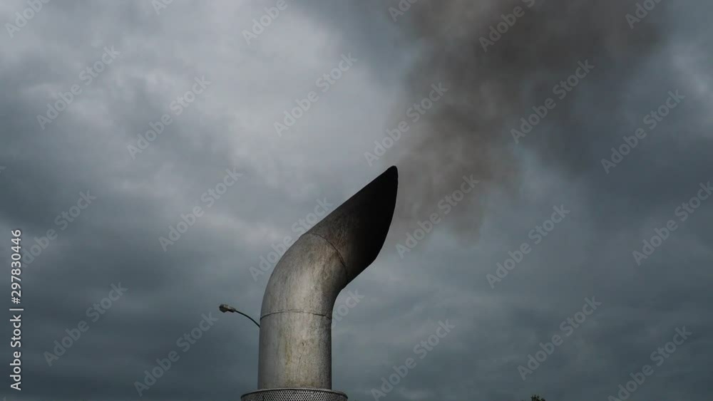 Marine air pollution from ferry boat. Chimney smoke on ferry boat in ...