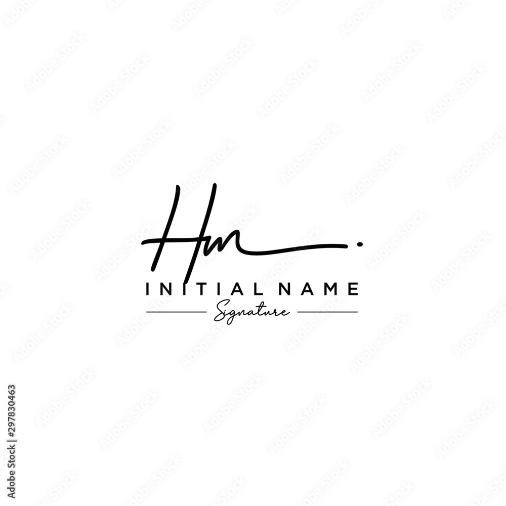 Letter HM Signature Logo Template Vector