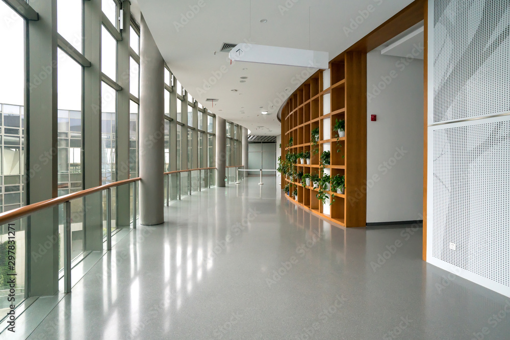 Exhibition hall entrance hall and glass windows