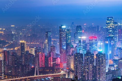 Panoramic city scenery  beautiful night view of Chongqing City in China
