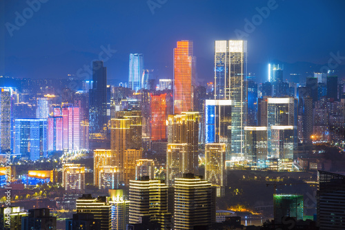 Panoramic city scenery, beautiful night view of Chongqing City in China © onlyyouqj