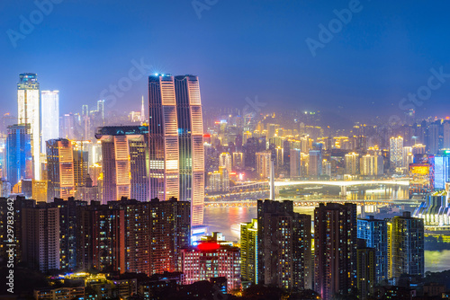Panoramic city scenery, beautiful night view of Chongqing City in China © onlyyouqj
