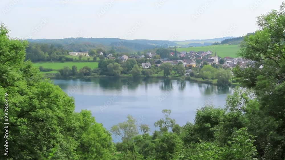 Landscape of Schalkenmehrener Maar lake with volcano caldera. Landscape of Schalkenmehrener Maar lake with volcano caldera.