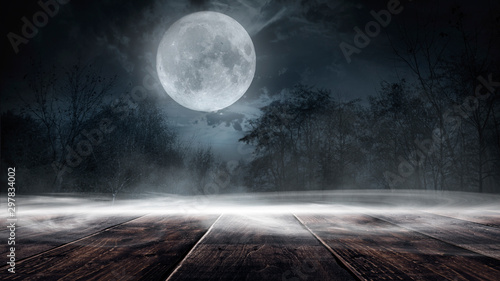 Dark forest. Gloomy dark sc...