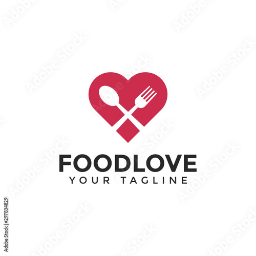 Love with Spoon and Fork, Food, Restaurant Logo Design Template