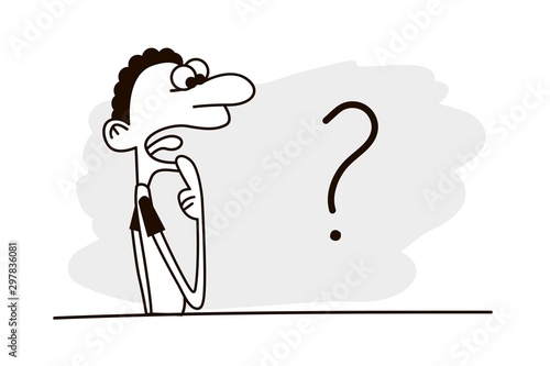 Man with question mark. Concept image for several business ideas