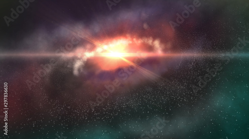 Fototapeta Naklejka Na Ścianę i Meble -  Spiral galaxy, 3d illustration of Milky Way