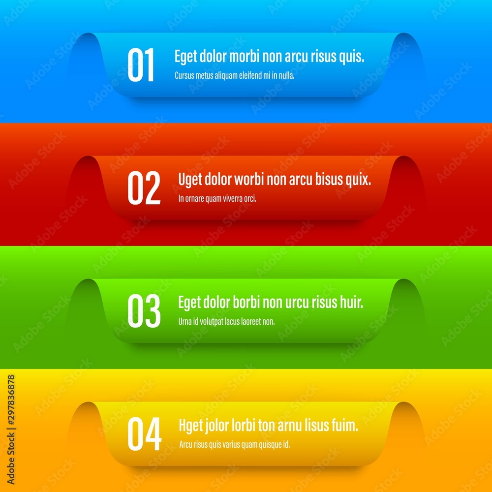 Ribbon color banners. A vivid illustration of the layout of the labels ...