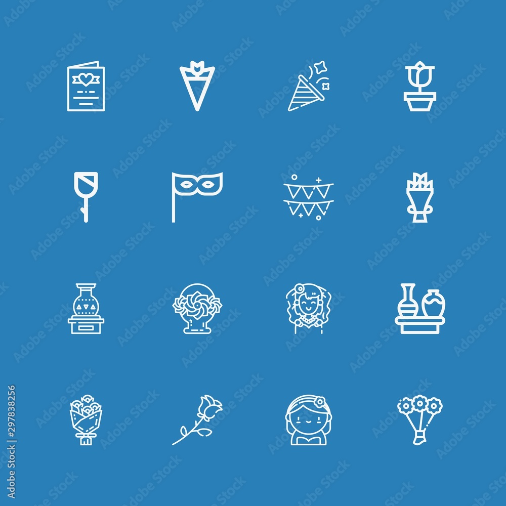 Editable 16 bouquet icons for web and mobile