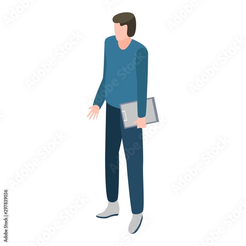 Man search job icon. Isometric of man search job vector icon for web design isolated on white background © ylivdesign