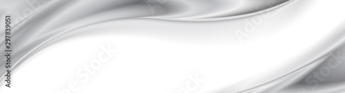 Grey smooth blurred glossy waves abstract banner design. Vector wavy header background