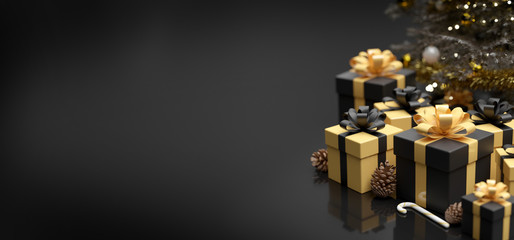 Christmas background with christmas gifts decoration - 3d rendering